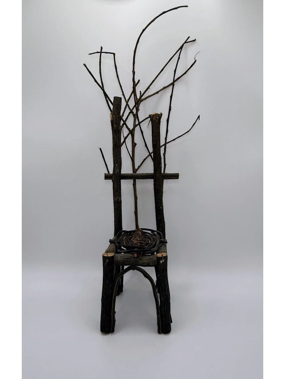 1:6 Scale Rustic Twig Chair Handmade Woodland Fairy Doll Furniture Vine Seat